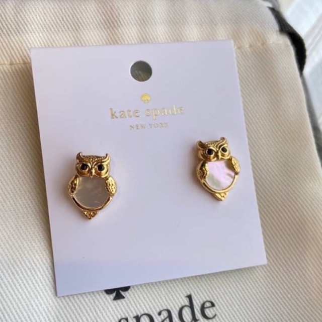 ต่างหู-kate-spade-owl-in-the-woods-studs-o0ru1476-รูปนกฮูก-สีทอง-มุก