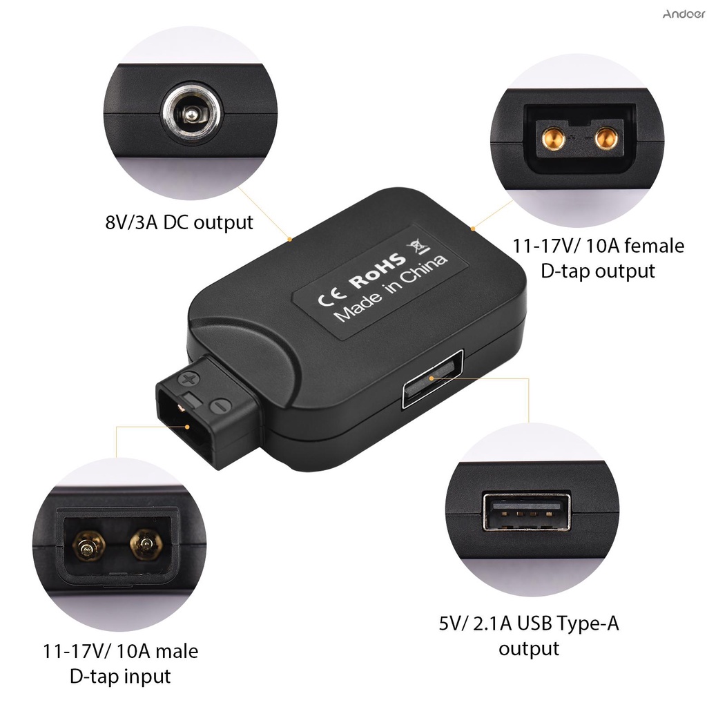 อะแดปเตอร์เชื่อมต่อ-d-tap-ตัวผู้-เป็นตัวเมีย-พร้อม-5v-2-1a-usb-และ-8v-3a-dc-เอาท์พุตพาวเวอร์-สําหรับเมาท์-v-แบตเตอรี่-สีทอง