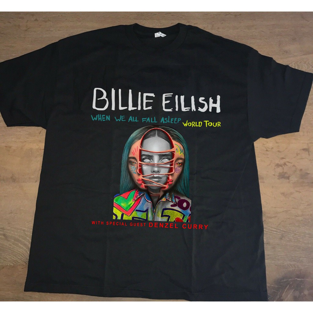 billie-eilish-world-tour-เสื้อยืดลำลองสำหรับผู้ชาย
