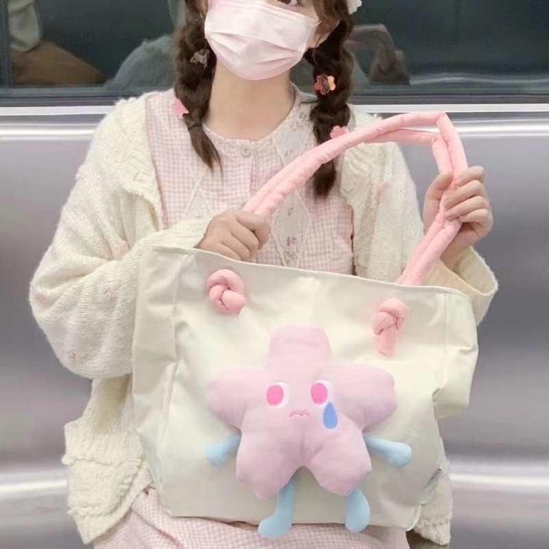 รูปภาพของNew 2022 Cherry Blossom Season Tote กระเป๋าสะพายข้างผู้หญิงความจุขนาดใหญ่อเนกประสงค์ญี่ปุ่นกระเป๋าถือลองเช็คราคา