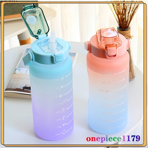 ขวดน้ำขนาด-2-ลิตร-กระบอกน้ำสุดฮิต-2000ml-พร้อมหลอด-มีมาตรบอกระดับน้ำ-ขวดน้ำดื่มพลาสติก-แบบพกพา