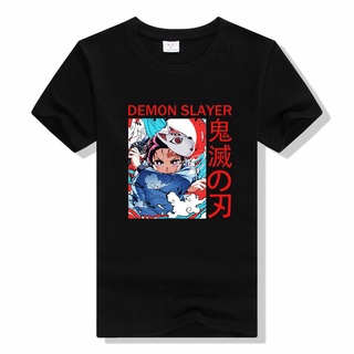 [S-5XL] เสื้อยืด พิมพ์ลายการ์ตูนอนิเมะ Demon Slayer Kimetsu No Yaiba สไตล์ฮิปฮอป แนวสตรีท เหมาะกับฤดูร้อน สําหรับผู้ชาย