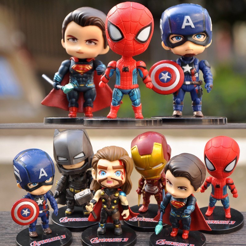 ใหม่-โมเดลฟิกเกอร์-marvel-the-avengers-iron-man-spider-man-captain-america-hulk-thor-batman-thanos-ของเล่นสําหรับเด็ก