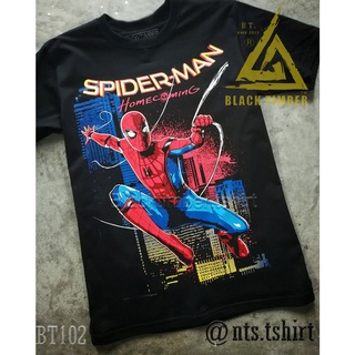 เสื้อยืดผ้าฝ้ายพรีเมี่ยม  102 Spider man Peter Parker เสื้อยืด สีดำ  Black Timber T-Shirt ผ้าคอตตอน สกรีนลายแน่น S M