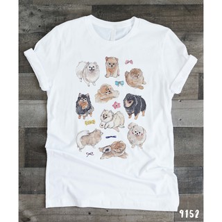 เสื้อยืดโอเวอร์ไซส์Pomeranian T-shirt (ปอมเมอเรเนียน) 9152S-3XL