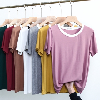 [พร้อมส่ง] เสื้อยืดลําลอง ผ้าฝ้าย แขนสั้น คอกลม ทรงหลวม แฟชั่นฤดูร้อน สําหรับสตรี 2021