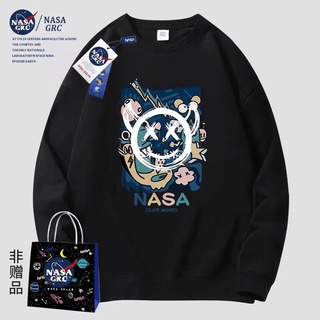 เสื้อสเวตเตอร์คอกลมผ้าคอตตอน NASA ทรงหลวมสำหรับผู้ชายและผู้หญิง เวอร์ชั่นเกาหลี