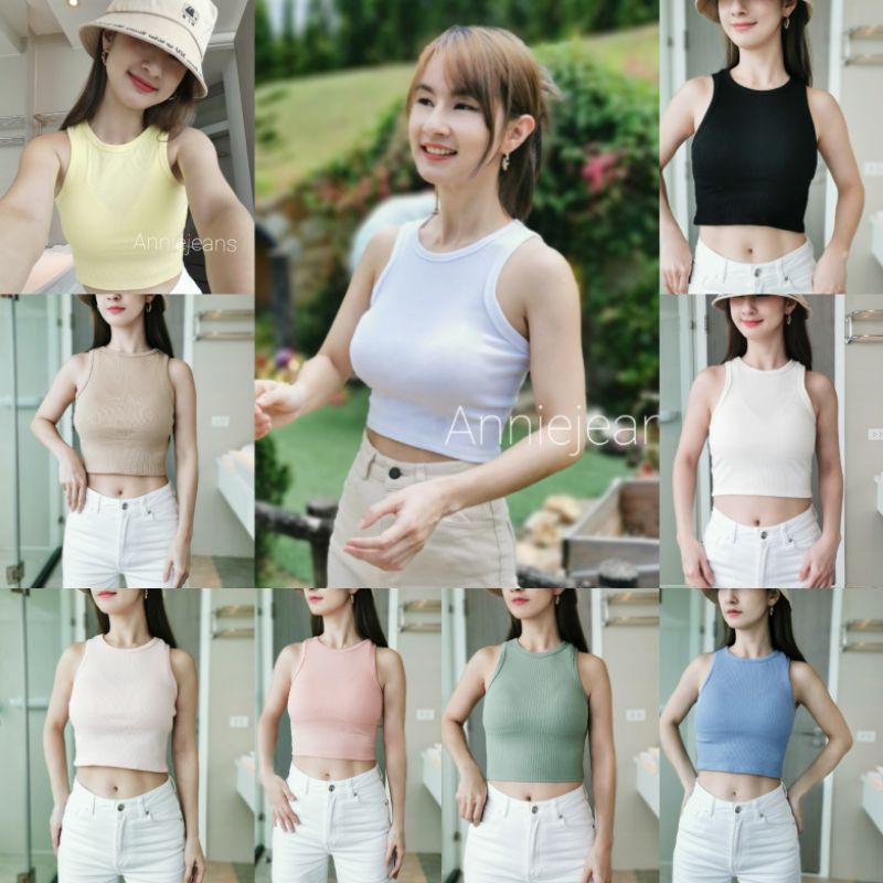 เสื้อกล้ามครอป-พร้อมส่ง-ภาพถ่ายจากสินค้าจริง-ส่งไว