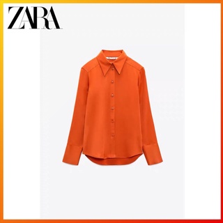 Zara ใหม่ เสื้อเชิ้ต ผ้าซาติน ผ้าไหม 5 สี แฟชั่นฤดูใบไม้ผลิ สําหรับผู้หญิง 4437048