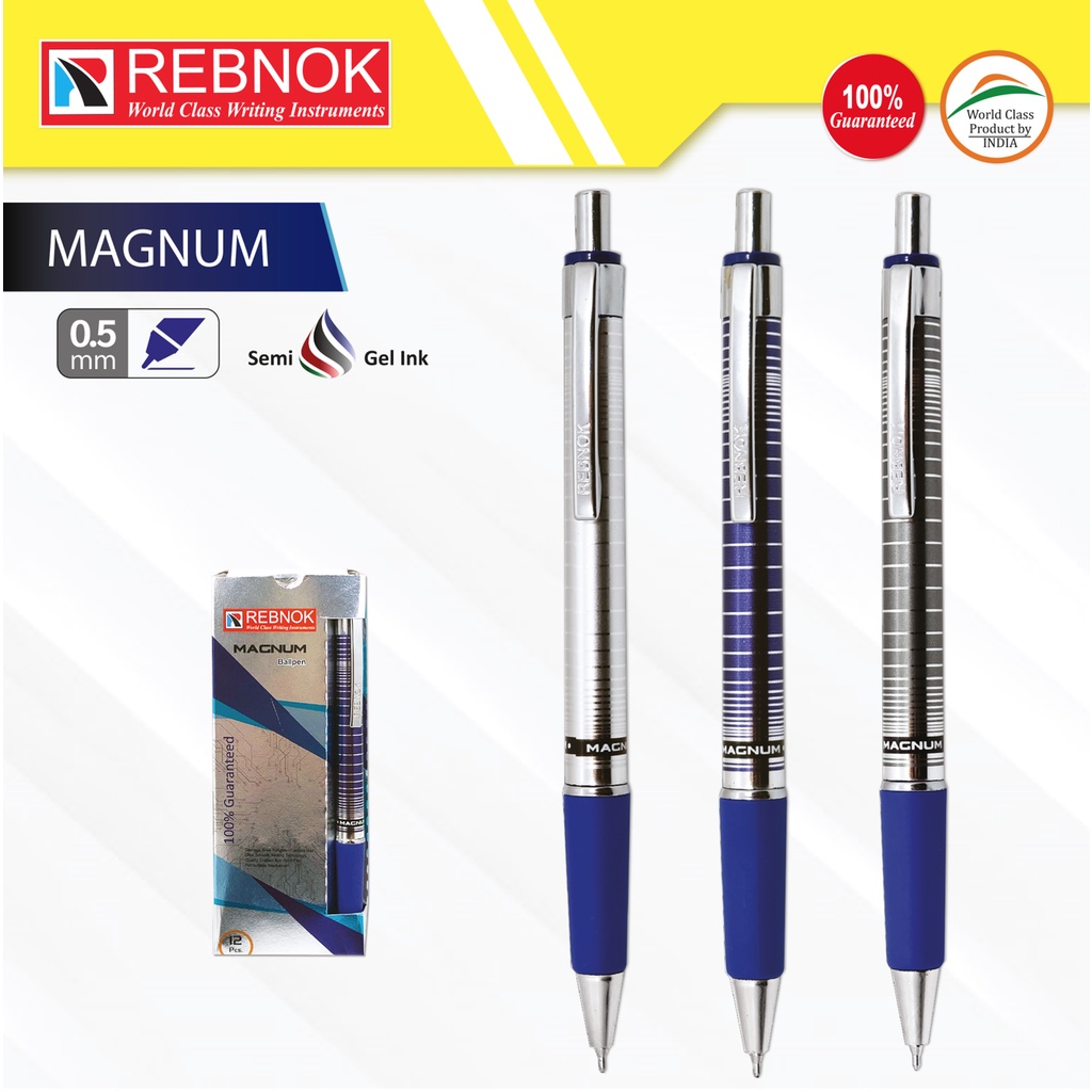 ราคาและรีวิวRebnok ปากกาลูกลื่น รุ่น MAGNUM น้ำเงิน คละลาย