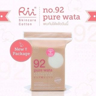 Rii Pure Wata Cotton Pads No.92 แพค 80 แผ่น สำลีแผ่นริอิ รุ่นเพียว วาตะ เบอร์ 92