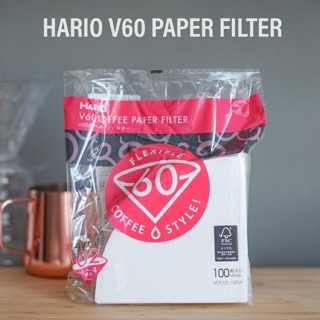 กระดาษกรอง HARIO V60 Paper Filter White 02 กระดาษกรองกาแฟ สีขาว คุณภาพสูง 100 แผ่น ดริปกาแฟ อุปกรณ์ดริป