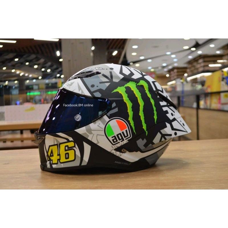 หมวกกันน็อคเต็มใบสีขาวลาย-monster-รอสซี่-46-motogp-หมวกกันน็อคเต็มใบหมวกกันน็อคสวยๆสำหรับผู้ชายผู้หญิง