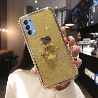 เคสโทรศัพท์ OPPO Reno4 Pro 5G Reno4 Cover Bling Glitter Be Loved Silicone Softcase With Ring Holder New Phone Case 2020 Casing