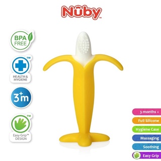 Nuby แปรงสีฟันซิลิโคน รูปกล้วย 3 เมตร +