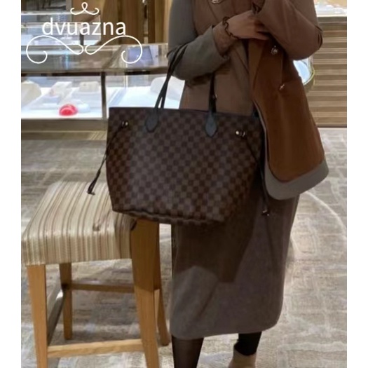 กระเป๋าช้อปปิ้ง-louis-vuitton-lv-neverfull-presbyopia-checkerboard-ของแท้