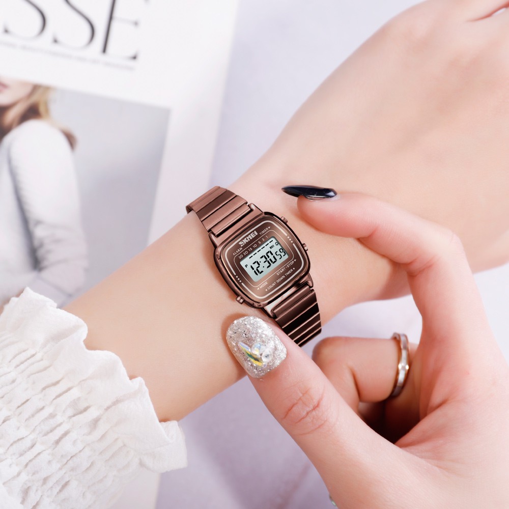 ภาพสินค้าSKMEI นาฬิกา นาฬิกาข้อมือผู้หญิง แบบกันน้ำ นาฬิกาข้อมือดิจิทัล LED สายสเตนเลสUpdated version จากร้าน skimei.th บน Shopee ภาพที่ 2