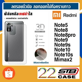ฟิล์มหลัง เคฟล่า Xiaomi Redmi Note8 Note8Pro Note9 Note9S Note5 Note10 Note10S Note11 Note11S Mimax2 Redmi10A