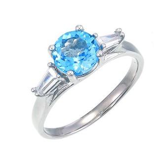 แหวนพลอย สวิสบลูโทพาส(Swiss Blue Topaz)สีฟ้าสดรุ่น NA1402