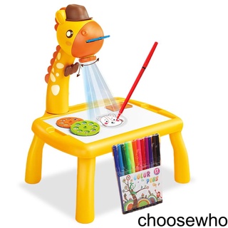 [CHOO] LED Projector Battery Operated Drawing Writing Board Kids Early Educational Projection Painting Desk Plastic