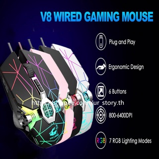 K-Snake Mouse เมาส์ ไฟRGB ฟ้าผ่าเปลี่ยน7 สี เกมมิ่ง ตั้งมาโครคีย์ได้ ความแม่นยำสูง วัสดุเกรดพรีเมี่ยม ปรับลดDPI อย่างเทพ