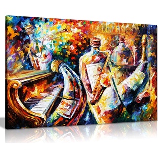 รูปภาพขวดแจ๊ส โดย Leonid Afremov บนผ้าใบ สําหรับตกแต่งบ้าน x