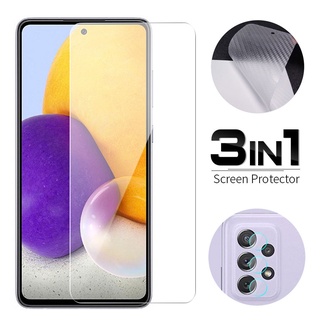3 In 1 ฟิล์มกระจกนิรภัยกันรอยหน้าจอสําหรับ Samsung Galaxy A12 A32 A42 A52 A72 A01 A11 A31 A51 A71 A02S A10S A20S A30S A50S A21S A10 A20 A30