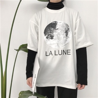 Lalune Moon Oversized Tee เสื้อยืดทรงใหญ่ใส่หลวมๆสไตล์เกาหลี ผ้าคอตตอน