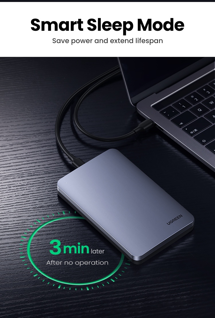 คำอธิบายเพิ่มเติมเกี่ยวกับ Ugreen เคสฮาร์ดไดรฟ์ภายนอก HDD 2.5 6Gbps Sata เป็น USB C 3.1 Gen 2 อลูมิเนียม สําหรับฮาร์ดดิสก์ Sata SSD HDD Enclosure