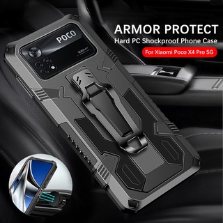For Xiaomi Poco X4 Pro 5G NFC Case Car Magnetic Holder Stand Armor Cover Pocco Little PocoX4 X4Pro Shockproof Clip Back Fundas