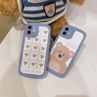 เคสไอโฟน เคสซิลิโคน 13 promax iPhone case เคสนิ่ม เนื้อซิลิโคน for iPhone 12 8PLUS วงรีหมีเดี่ยวคราม TPU-R1641 วงรีหมีลา
