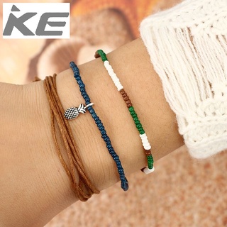 Simple Color Beaded Pineapple String Bracelet Three-piece Set Elastic Cord for girls for women