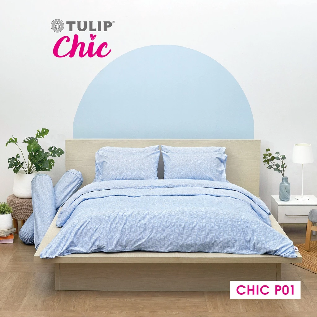 TULIP CHIC P01 ชุดเครื่องนอนพิมพ์ลาย ผ้าปูที่นอนและผ้าห่มนวม สัมผัสนุ่มสบาย สไตล์มินิมอล