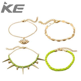 Diamond eyelashes fringed multi-anklet set of 4 anklets for girls for women low price