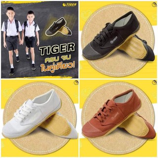 ภาพหน้าปกสินค้ารองเท้านักเรียน ผ้าใบชายTiger พื้นฟุตซอล ขาว ดำ น้ำตาล #มีเก็บปลายทาง ที่เกี่ยวข้อง