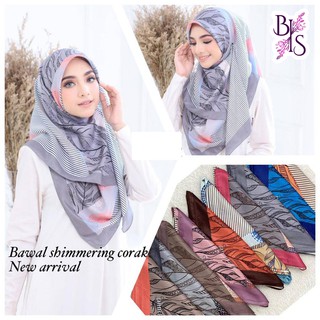 ฮิญาบปริ้นลายชีฟอง ผ้าคลุมปริ้นลาย บาวา หลาสกู (HP01) printed chiffon shimmering hijab bawal