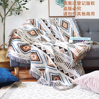 รูปแบบเรขาคณิตโซฟาบ้านรูปแบบเตียงโซฟาผ้าห่มฝุ่นปกตกแต่งผ้าขนหนูสองด้านใช้