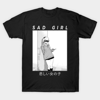 เสื้อยืดผู้ชาย เสื้อท็อป ลายการ์ตูนอนิเมะ Sad Girl Waifu On The Street สําหรับเด็กผู้หญิง S-5XL