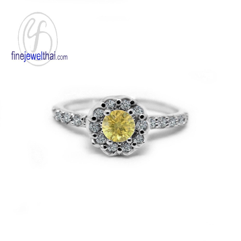 finejewelthai-แหวนบุษราคัม-บุษราคัม-แหวนเพชรcz-แหวนประจำเดือนเกิด-yellow-sapphire-silver-ring-birthstone-r1295yl