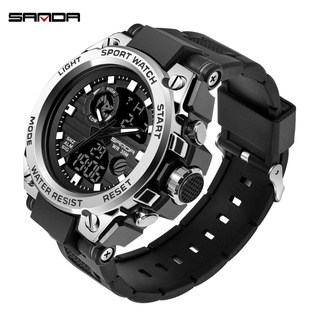 Sanda Mens Watches Black Sports Watch LED Digital 3ATM Waterproof Military Watches S Shock Male Clock relogios masculin