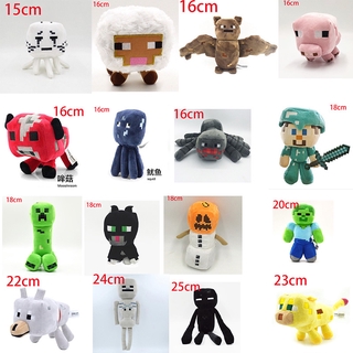 ตุ๊กตาฟิกเกอร์ รูปการ์ตูนอนิเมะ Minecraft Enderman Wolf Zombie Spider Sketelon Steve Squid Sheep Pig ขนาด 15-25 ซม. ของเล่นสําหรับเด็ก