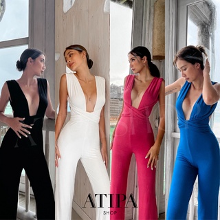 สินค้า Atipashop - Anya Jumpsuit จั้มสูท ขายาว ทรงเว้าหน้าอก สามารถพันได้รอบตัว