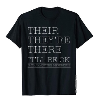 เสื้อยืดโอเวอร์ไซส์เสื้อยืดผ้าฝ้าย พิมพ์ลาย Their ItRe Have Grammar ของขวัญภาษาอังกฤษ สําหรับผู้ชายS-4XL