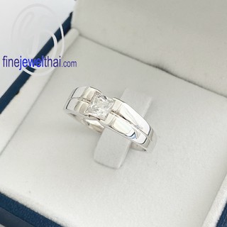 Finejewelthai แหวนเพชร-แหวนเงินแท้ 925-เพชรสังเคราะห์-แหวนหมั้น-แหวนแต่งงาน-Diamond CZ-Silver-Wedding Ring - R1175cz-sq