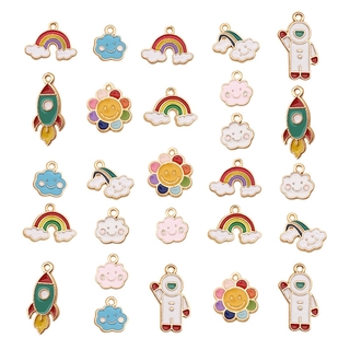 10 ชิ้น สายรุ้ง ดวงอาทิตย์ หยดน้ํามัน โลหะผสม จี้ ทองแดง ชุบ จรวด จี้เสน่ห์ เครื่องประดับ ทํา