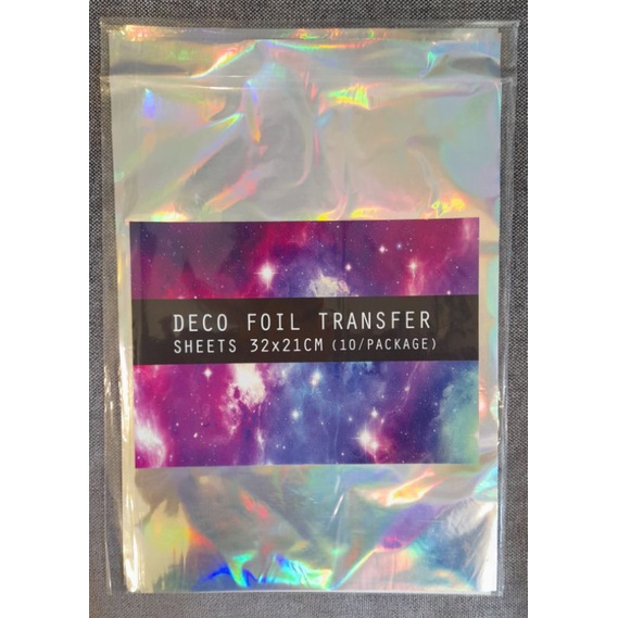 foil-transfer-ฟอยล์เคลือบร้อน-ชนิดโฮโลแกรม-สีเงินเหลือบรุ้ง-สำหรับเคลือบบนหมึกเลเซอร์-32-21cm-จำนวน-10แผ่น-ราคา-119