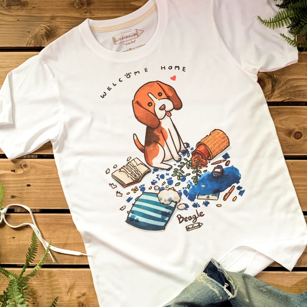 beagle-w-e-l-c-o-m-e-h-o-m-e-t-shirt-เสื้อยืด-ลายน้องหมา-บีเกิล