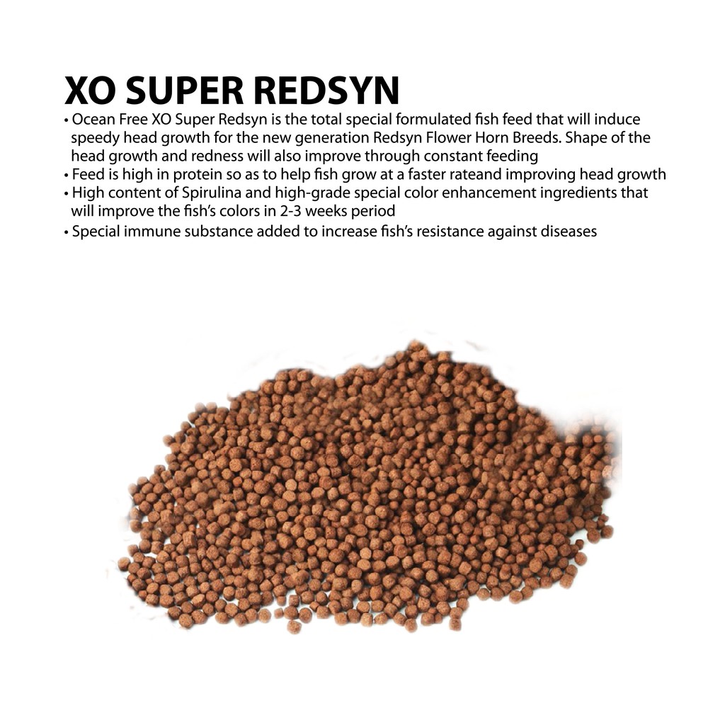 อาหารปลาหมอสี-xo-super-redsyn-สูงเร่งโหนกเร่งแดง-กระป๋องดำ