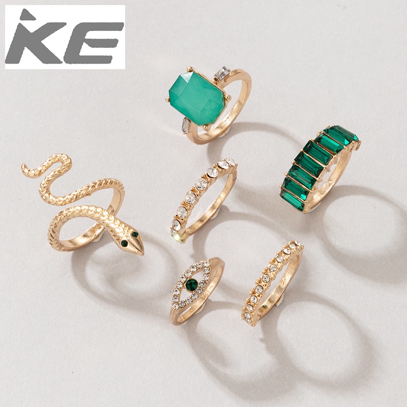 jewelry-creative-green-diamond-snake-ring-set-of-6-vintage-emerald-zircon-rings-for-girls-for