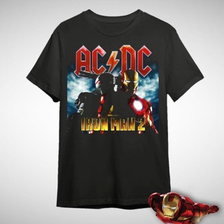 เสื้อยืดพิมพ์ลายแฟชั่น Acdc x Iron Man 2 เสื้อยืดคอกลม อัลบั้มวง ACDC Soundtrack Iron Man 2 Merchandise Unisex